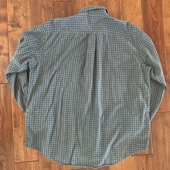 CABELA'S Long Sleeve Grey Windowpane flannel shirt Button Up White Blue XL - Picture 8 of 9